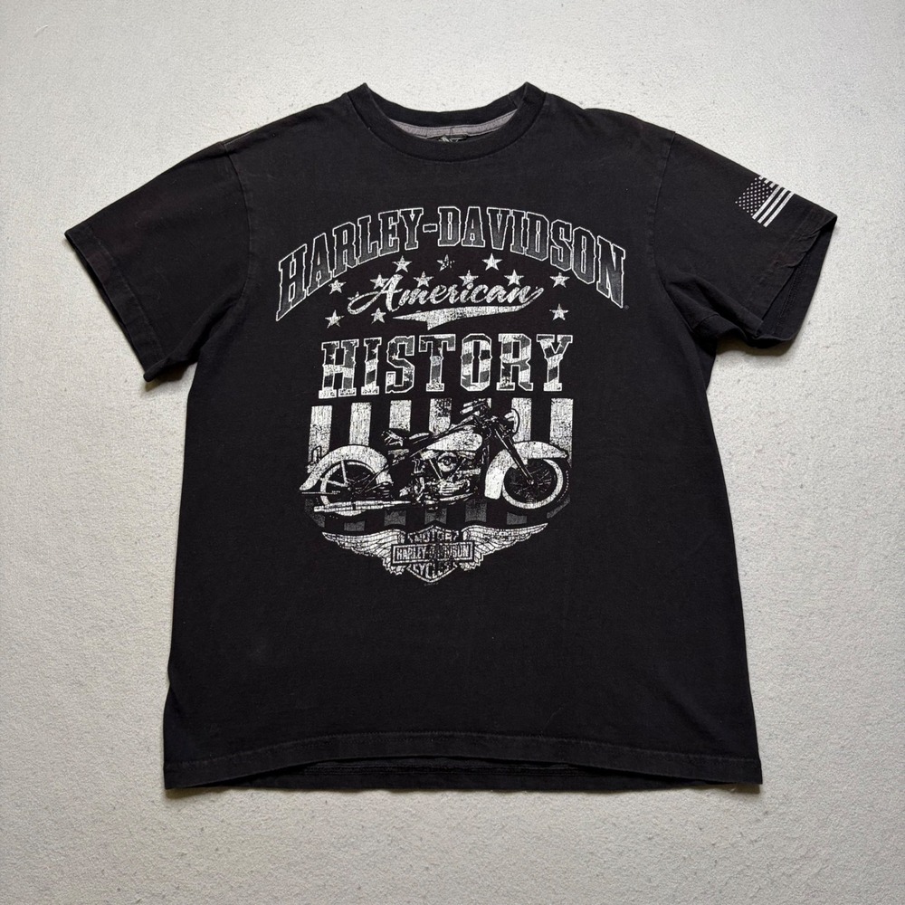 Harley-Davidson Graphic Tee Women Small Black American History Arrowhead Peoria
